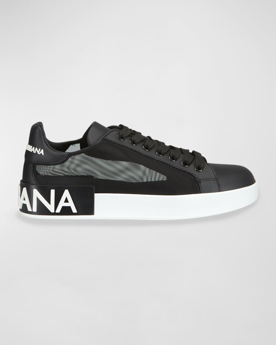 Dolce&Gabbana Classic Leather/Mesh Low-Top Sneakers | Neiman Marcus