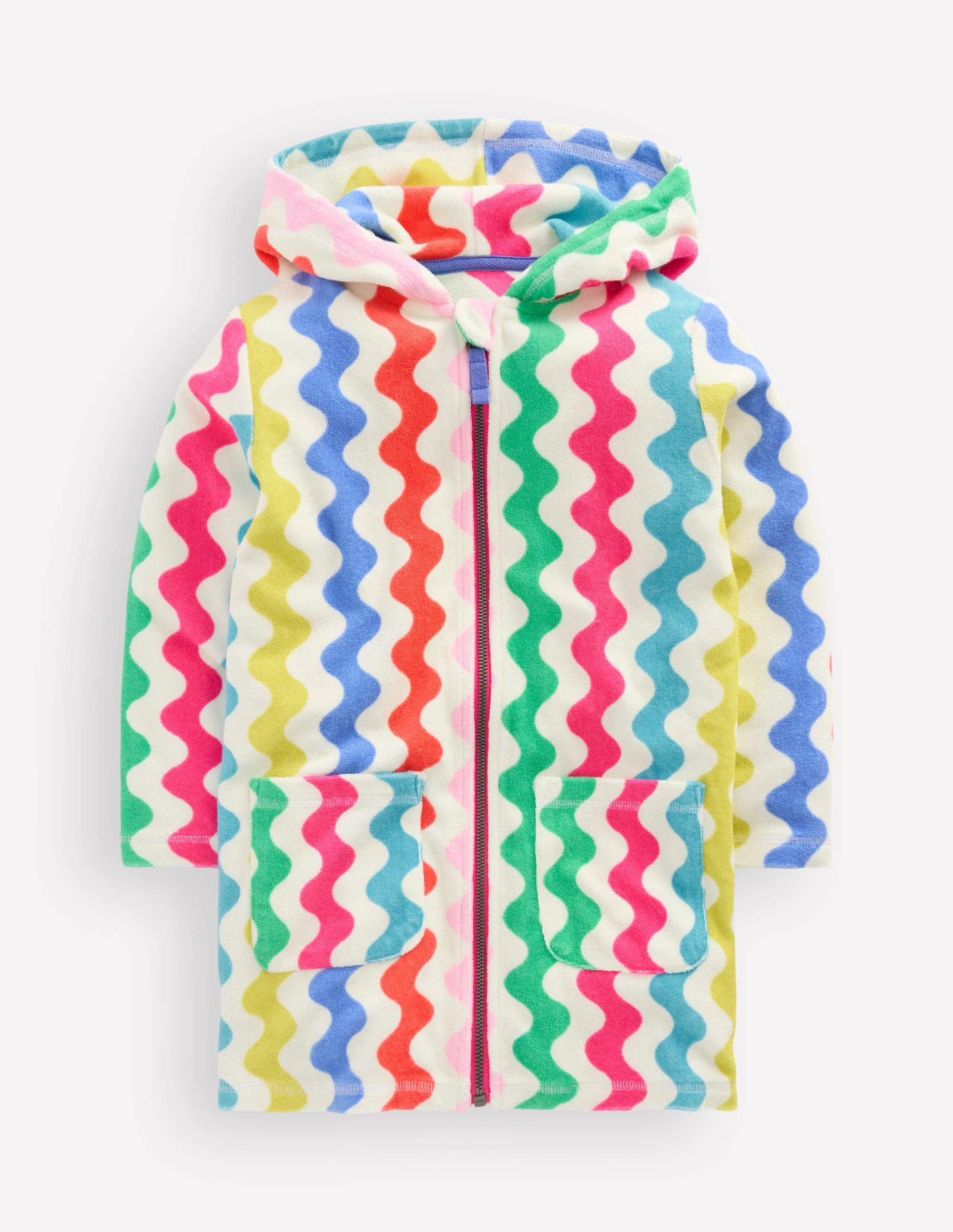 Romie Towelling Zip Throw-On-Multi Rainbow Wave | Boden (US)