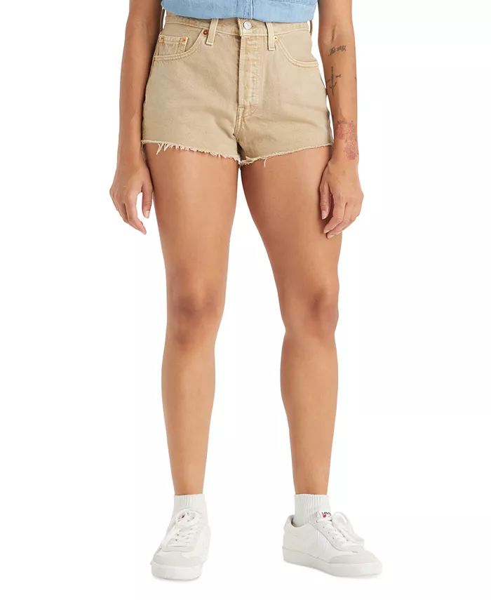 Women's 501 Button Fly Cotton High-Rise Denim Shorts | Macy's