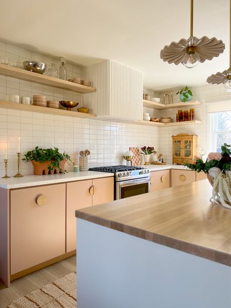 Kitchen Design by britdotdesign: open shelving, kitchen decor, dinnerware, lighting, appliances

#LTKhome