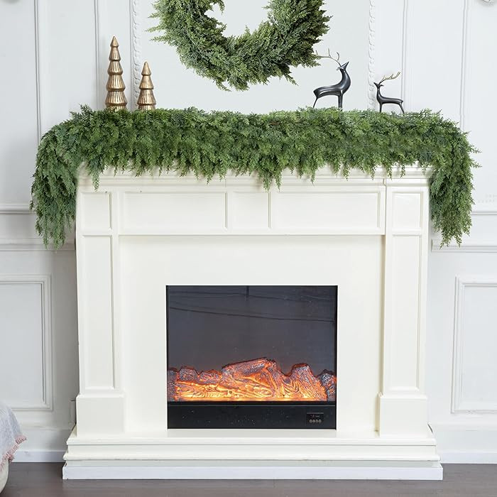 6ft Christmas Cedar Garland Artificial Realistic Thick Soft Green Faux Winter Greenery Pine Garla... | Amazon (US)