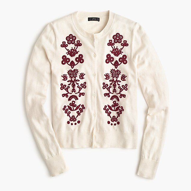 Jackie cardigan sweater in floral embroidery | J. Crew US