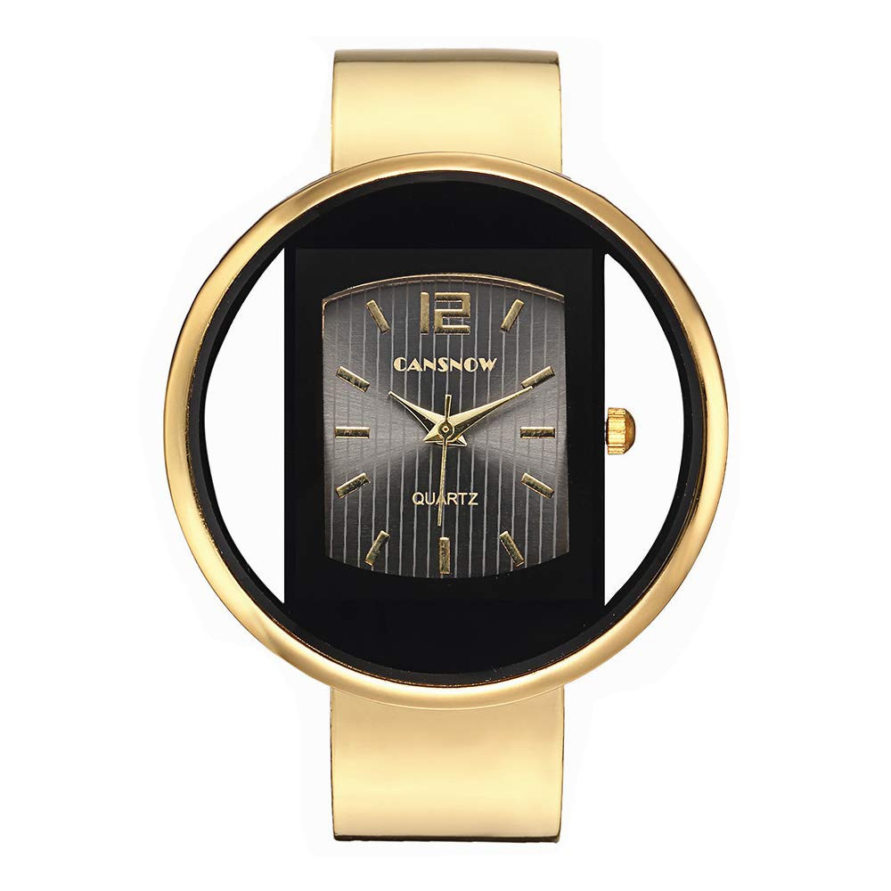Weicam Women Creative Watches Cuff Bangle Bracelet Analog Quartz Wrist Watches (Gold) | Amazon (US)