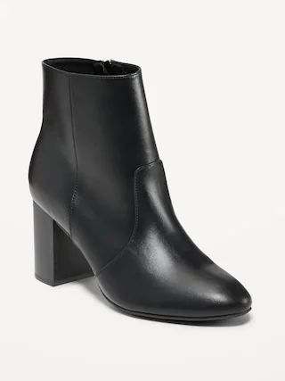 Faux Leather Block Heel Ankle Boots | Old Navy (US)