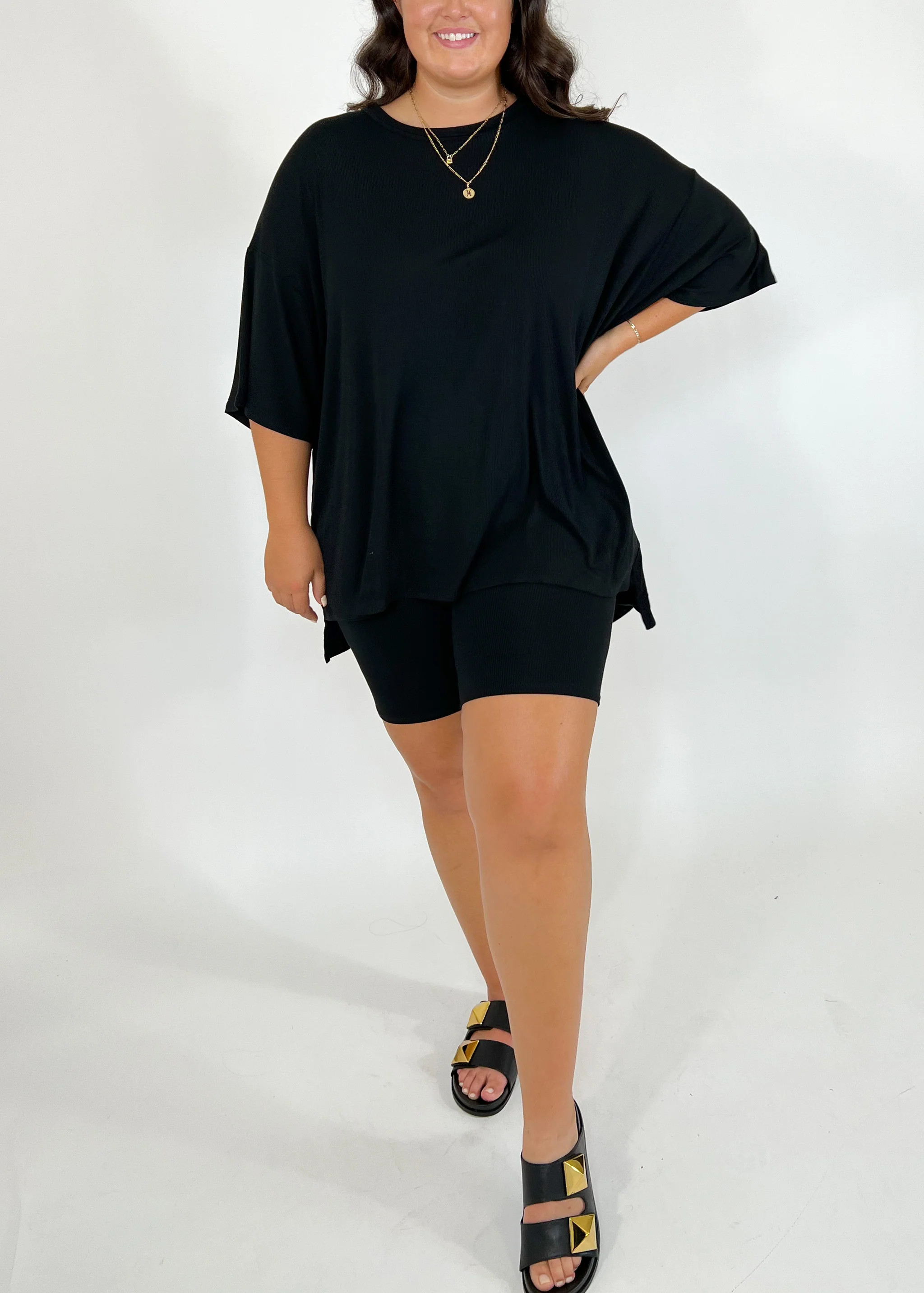 Novi Ribbed Tee + Shorts Set | Black | +Plus Available | RESTOCK | Talulah