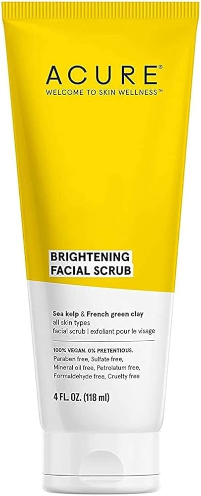 Acure Brightening Facial Scrub - 4 Fl Oz - All Skin Types, Sea Kelp & French Green Clay - Softens... | Amazon (US)