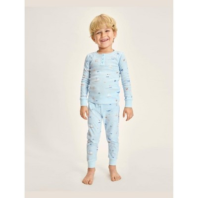 Gymboree Toddler Boys Long Sleeve Coastal Snug Fit Cotton Henley Pajamas - Gymmies Blue 4T | Target