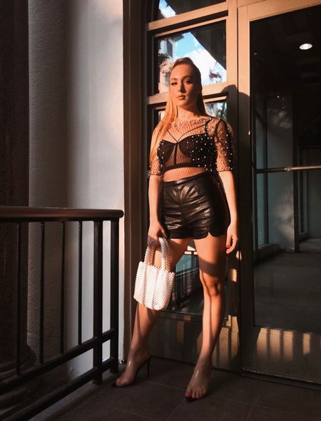 Ariana grande concert outfit details. Pearl embellished top. Amazon fashion. Amazon outfit. Pearl handbag. Summer outfit. Summer concert fit inspo. Warm weather style. Fancy style. Night out on the town outfit. Outfit inspiration 

#LTKunder50 #LTKU #LTKfit