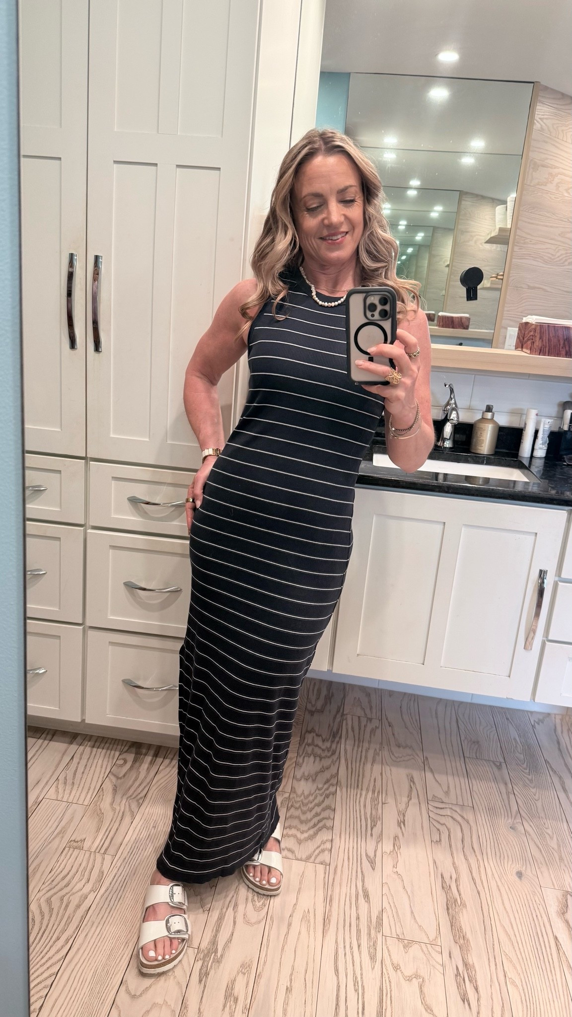 Robbed, body con, maxi dress looks so cute with Birkenstocks and easy to throw on and look put together.

#LTKootd #LTKOver40 #LTKSeasonal