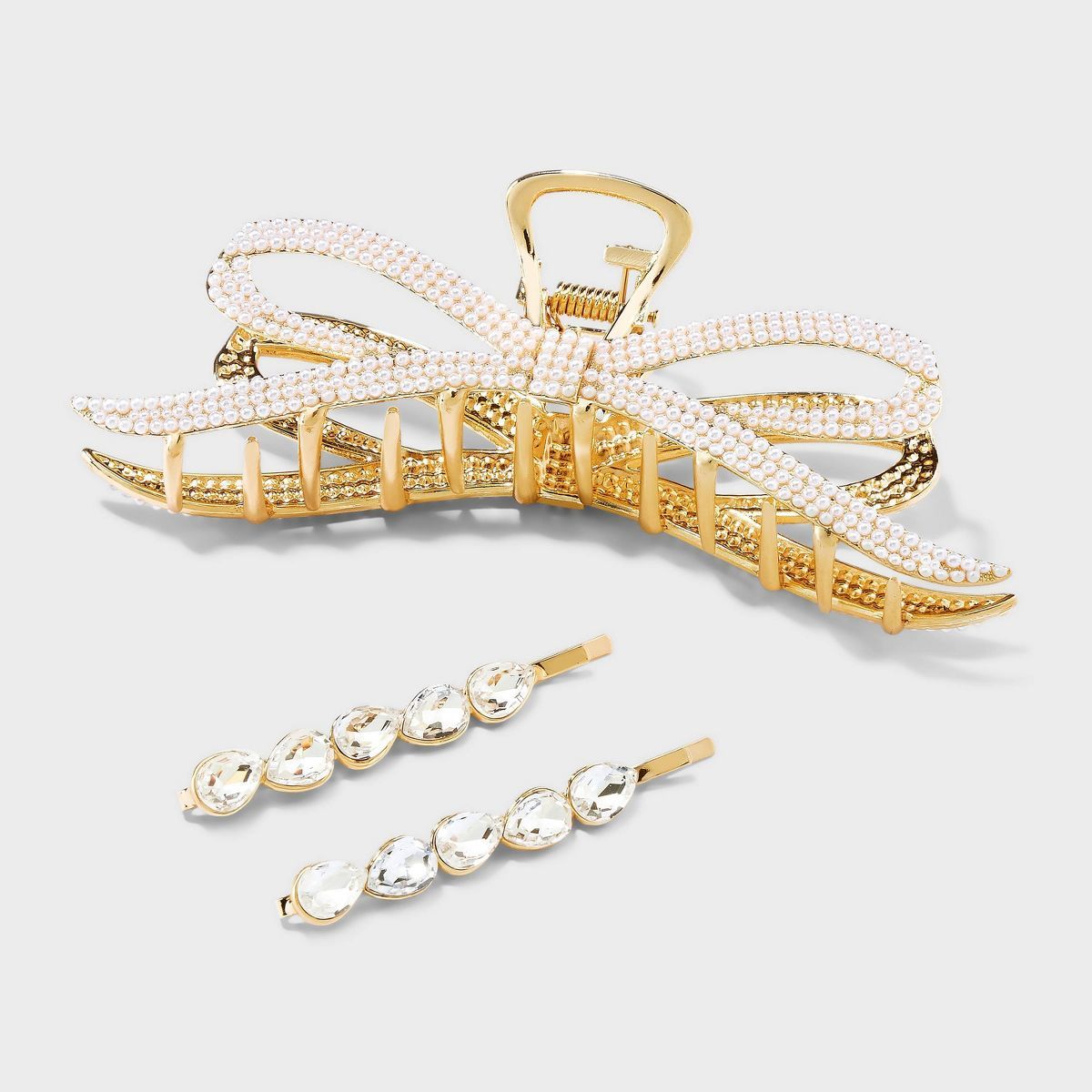 Pearl Claw Hair Clip and Barrette Set 3pc - A New Day™ Gold | Target