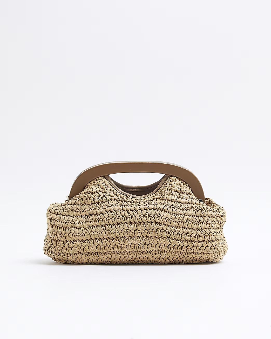 Beige Raffia Flower Clutch Bag | River Island UK & IE