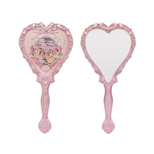 Flower Knows Strawberry Rococo Hand Mirror,Portable Vintage Handheld Mirror,Durable Metal Mirror,Cute & Aesthetic Princess Mirror,with Long Handle for Easy Holding,Gift for Girls(Milky Pink) | Amazon (US)