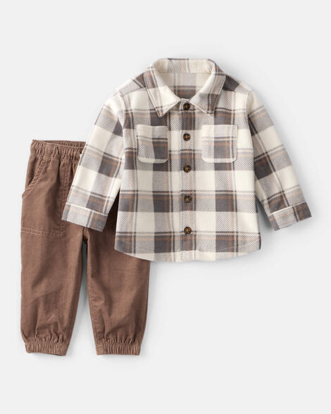 Baby Boy Plaid Long-Sleeve Tee & Pant Set | Carter's Inc