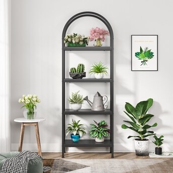 Tribesigns Wood Heavy Duty 4-Tier Decorative Shelving Unit (23.62-in W x 11.81-in D x 70.86-in H)... | Lowe's