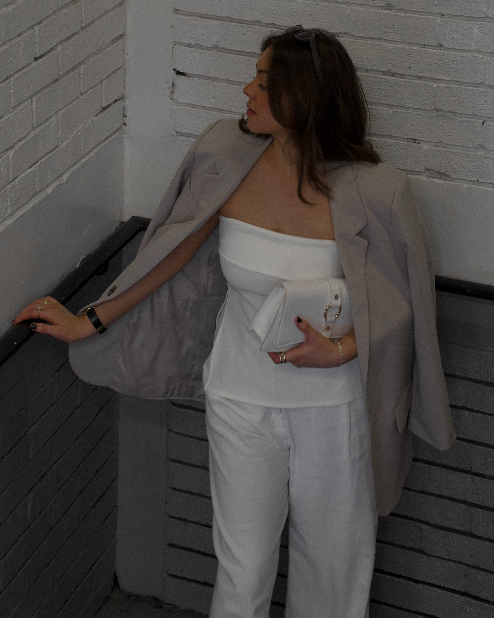 The white bandeau / strapless fold over split hem top + some similars linked! 