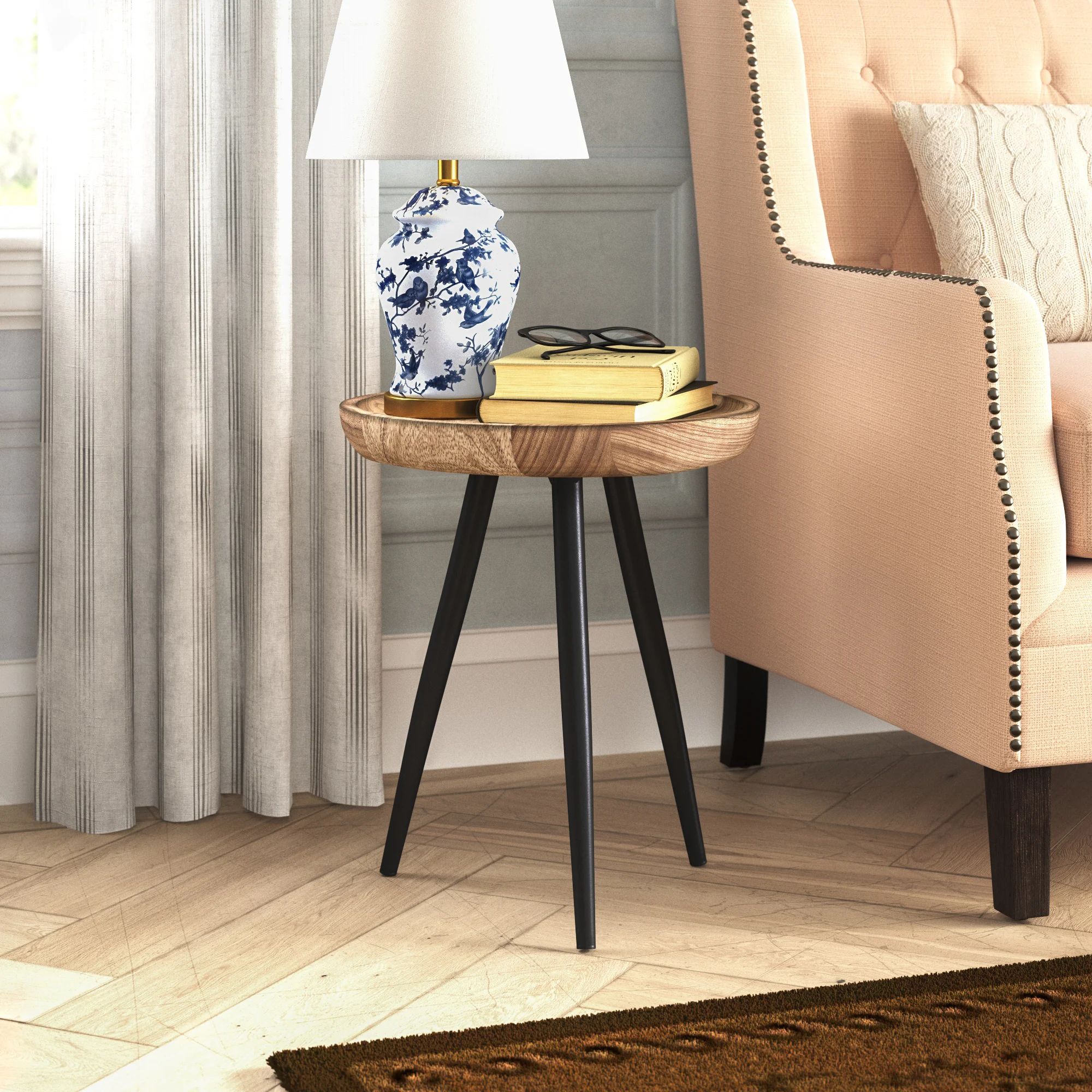 Laurence 18'' Tall Solid Wood 3 Legs End Table | Wayfair North America