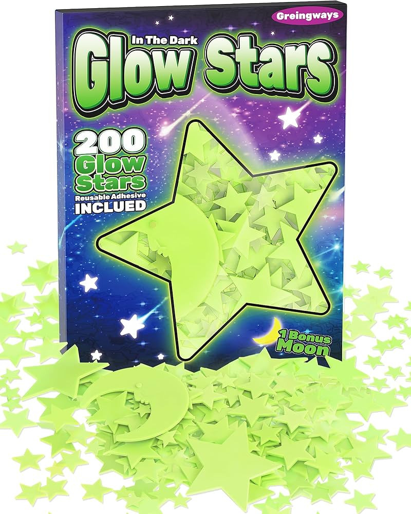 Greingways Glow in The Dark Stars Stickers, Stocking Stuffers for Kids, 201 Pcs Glow Stars for Ce... | Amazon (US)