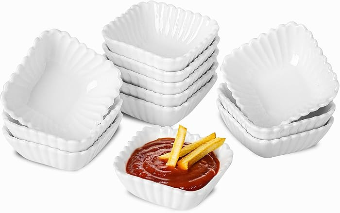 UIBFCWN 12 Pack Ceramic Soy Sauce Dishes, 2 oz Square Dipping Sauce Cups/Bowls/Dishes for Kitchen... | Amazon (US)