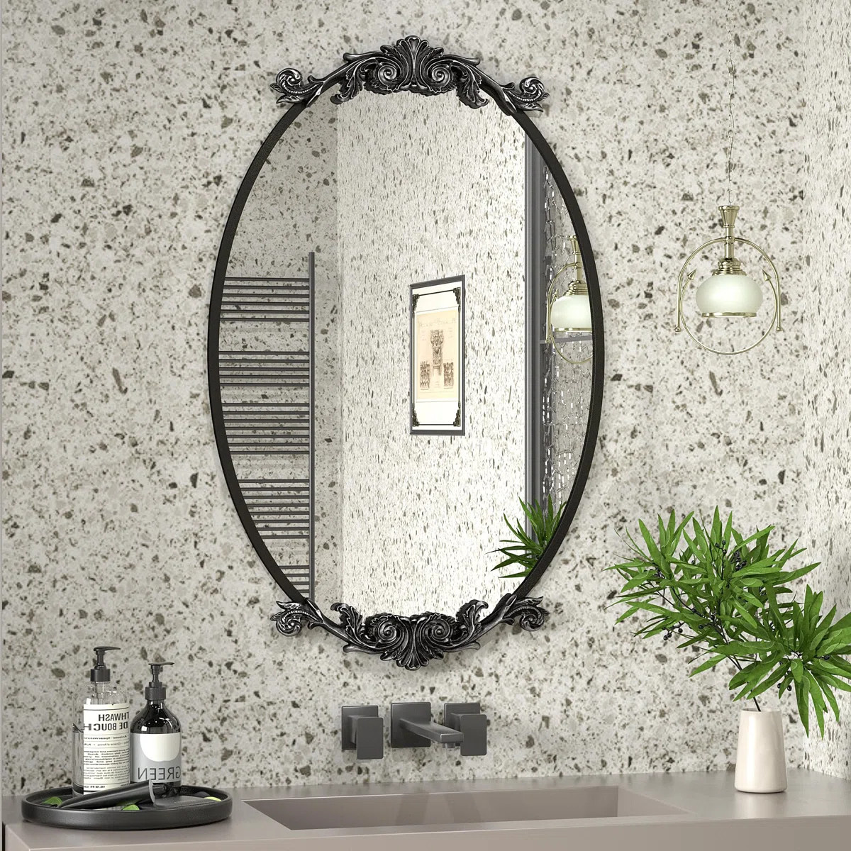 Oval High Quality Aluminum Alloy Framed French Cleat Mounted Baroque Wall Decor Bathroom Vanity M... | Wayfair North America