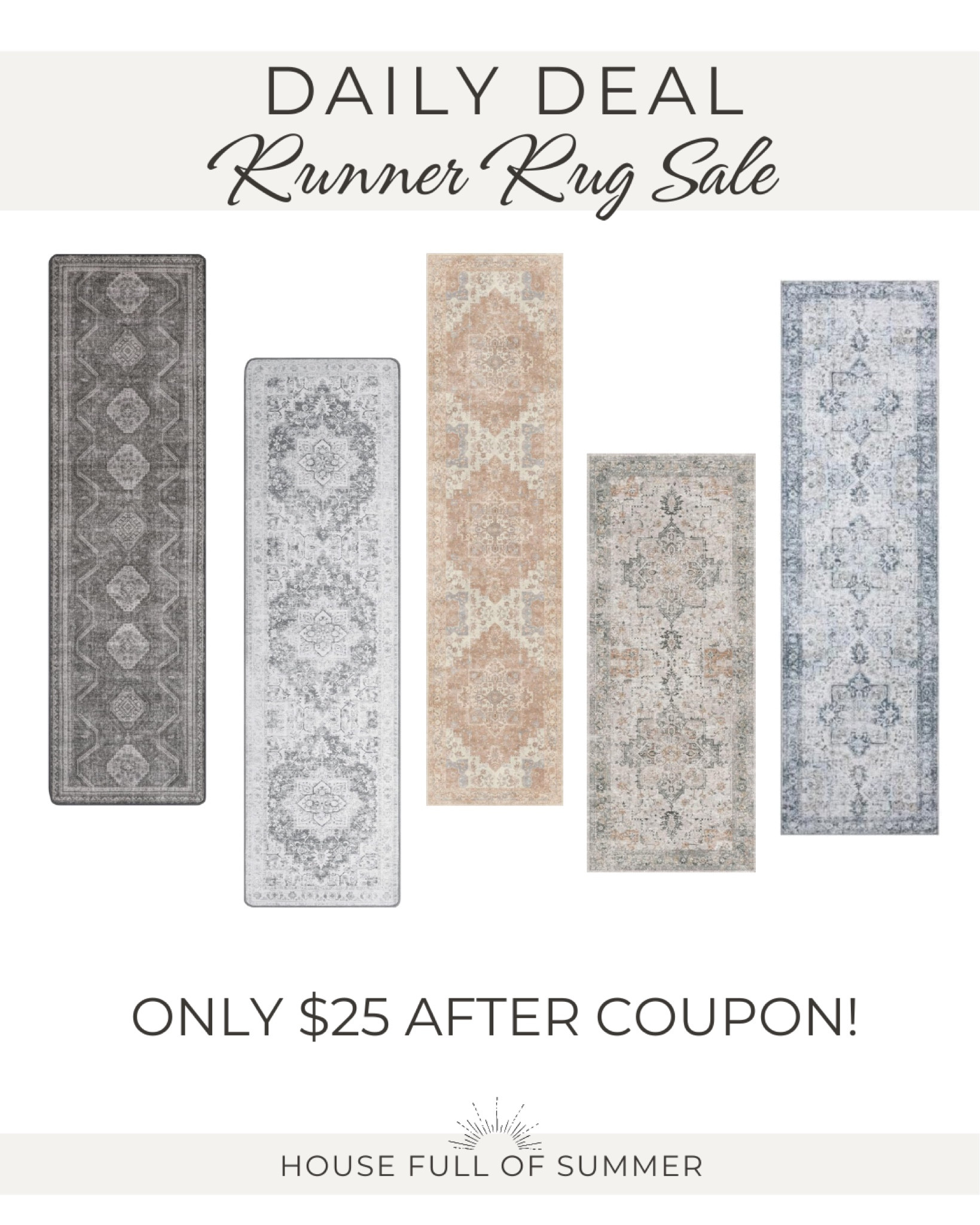 Daily deal runner rugs bathroom vanity rug 
Vintage look machine washable!! 
Only $25 with coupon

#LTKhome #LTKfindsunder50 #LTKsalealert
