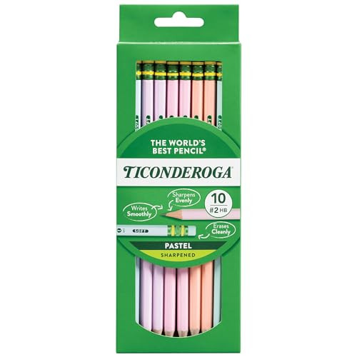Ticonderoga® Pastel Pencils, #2 Soft, Assorted Colors, Pack of 10 Pencils | Amazon (US)
