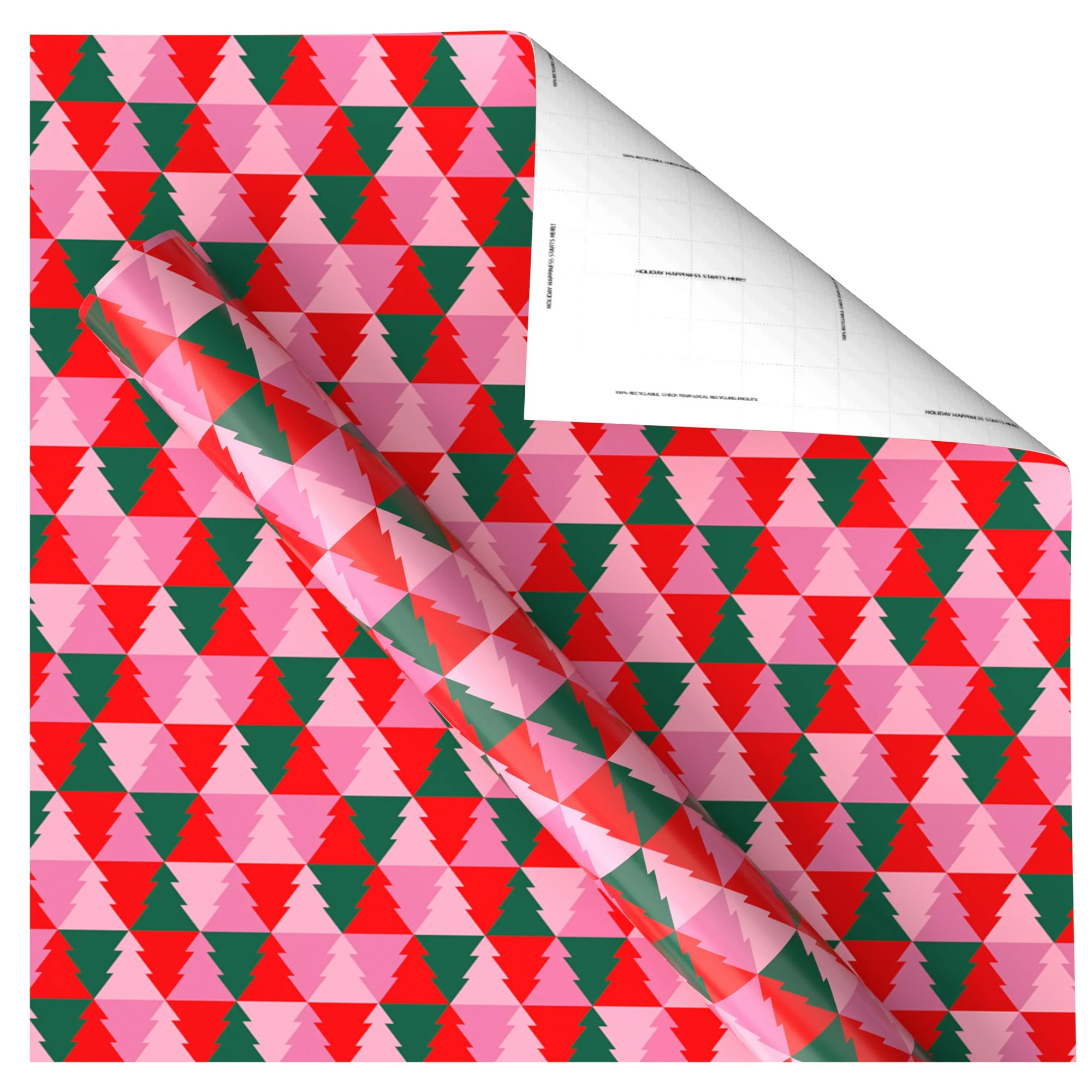 Pink and Green Trees Christmas Wrapping Paper, 160 sq ft, by Holiday Time | Walmart (US)