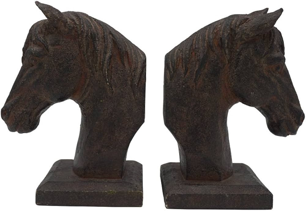 Comfy Hour Farmhouse Collection 5" Length 7" Height Set 2 Horse Head Art Bookends, 1 Pair, Antiqu... | Amazon (US)
