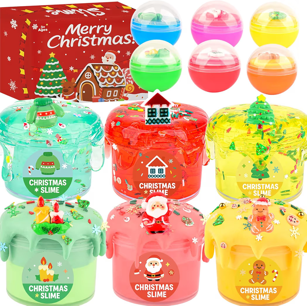 Christmas Slime Kit for Kids, 6 Pack Butter Clear Slime kit for Girls, Toys for Girls and Boys, S... | Amazon (US)