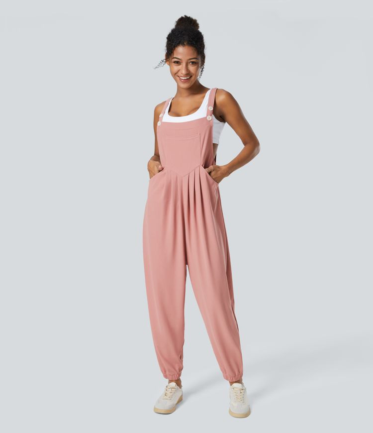 Pockets Waffle Casual Jogger Overalls | HALARA
