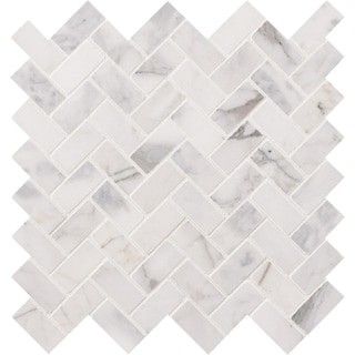 MSI Calacatta Cressa Herringbone 12 in. x 12 in. x 10 mm Honed Marble Mosaic Tile (9.4 sq. ft. / ... | The Home Depot