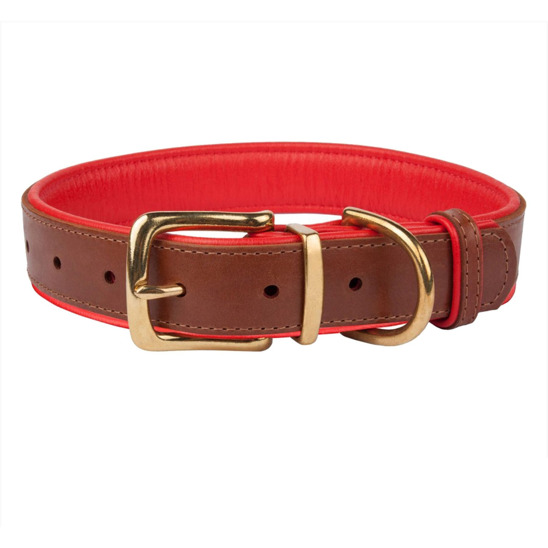 CollarDirect Soft Padded Leather Dog Collar, Red, Large | Chewy