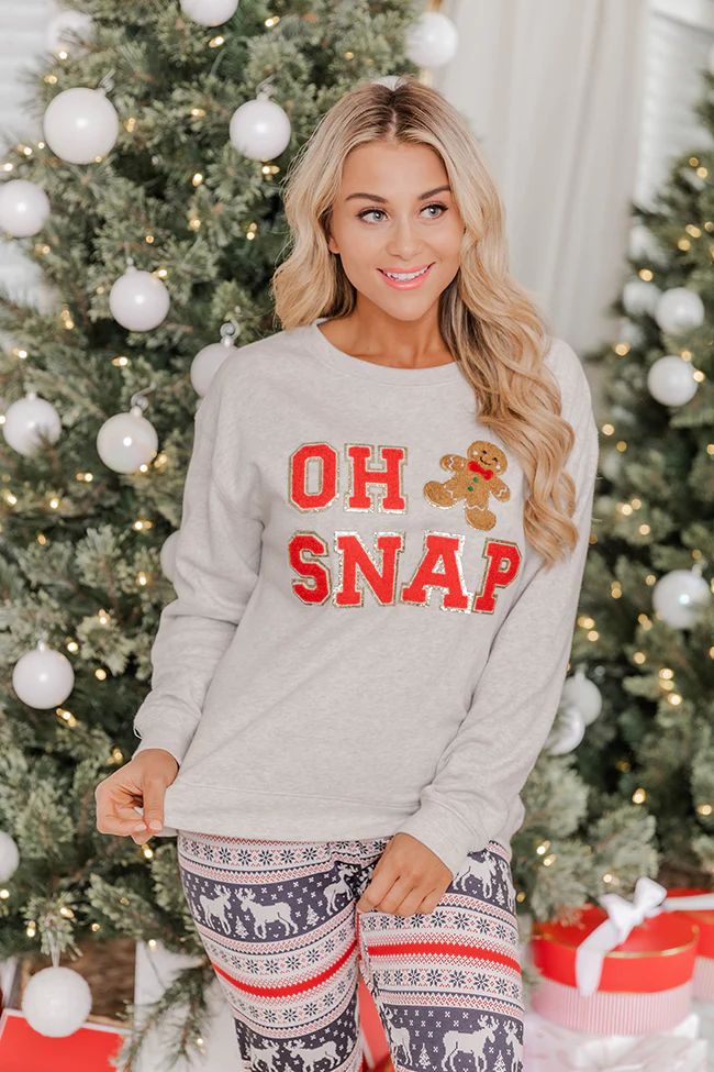 Oh Snap Chenille Patch Graphic Sweatshirt | Pink Lily