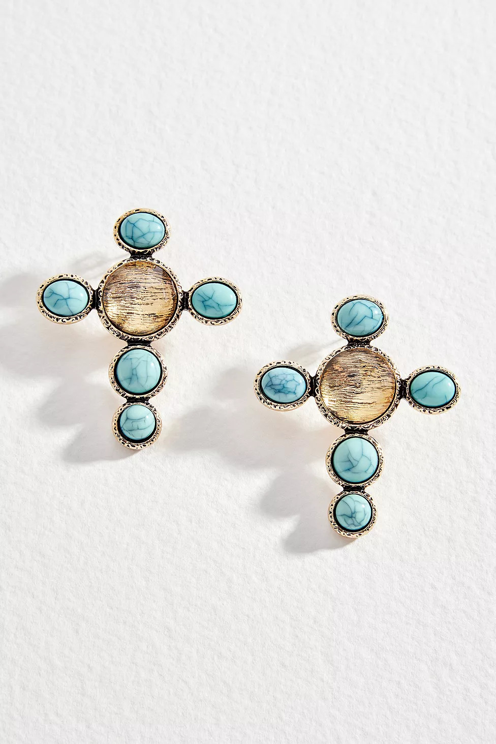 Silence + Noise Blue Gem Cross Earrings | Urban Outfitters UK