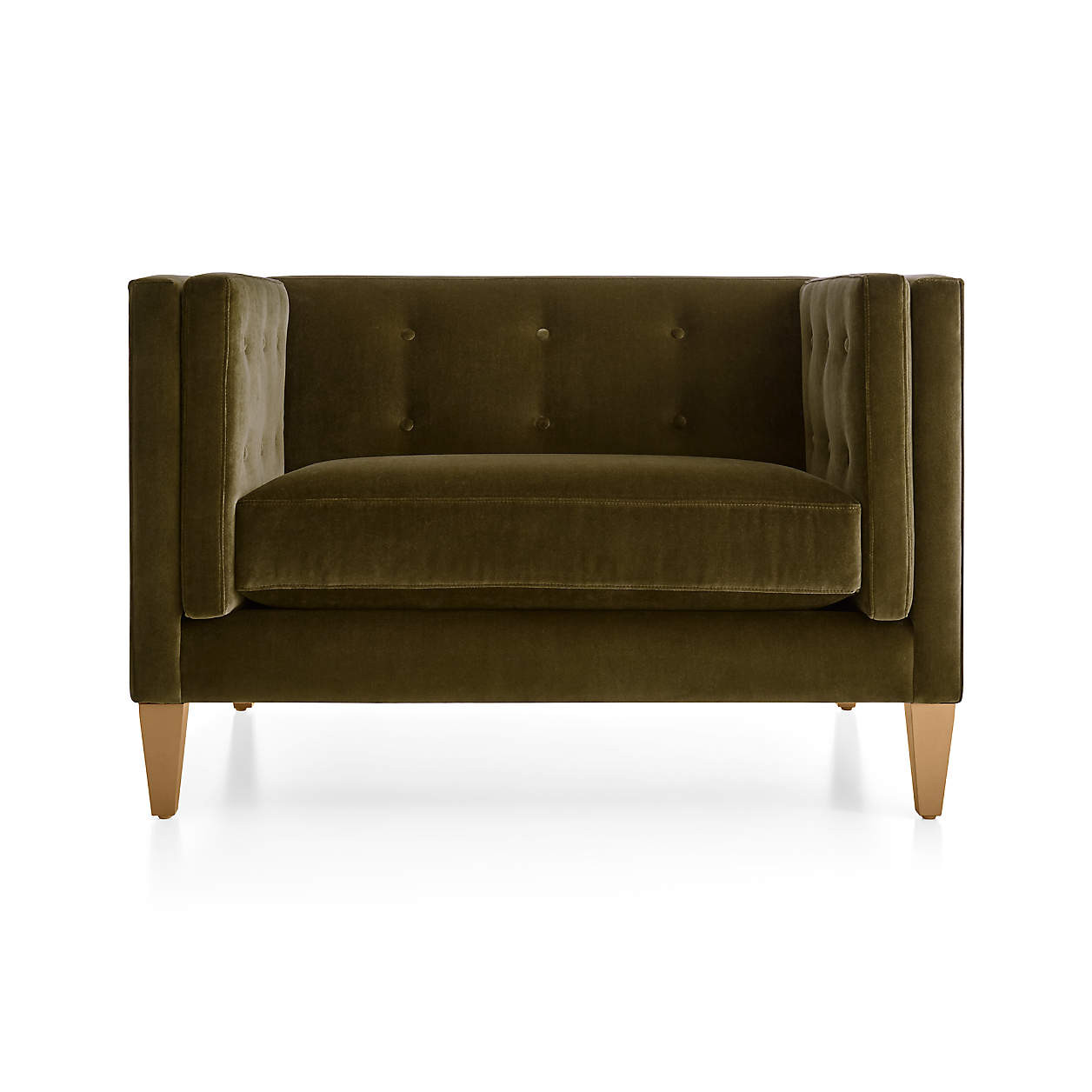 Aidan Velvet Tufted Chair and a Half + Reviews | Crate and Barrel | Crate & Barrel