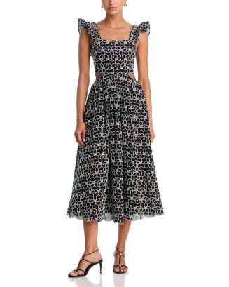 AQUA Embroidered Scallop Midi Dress - Exclusive | Bloomingdale's AQUA | Bloomingdale's (AU)