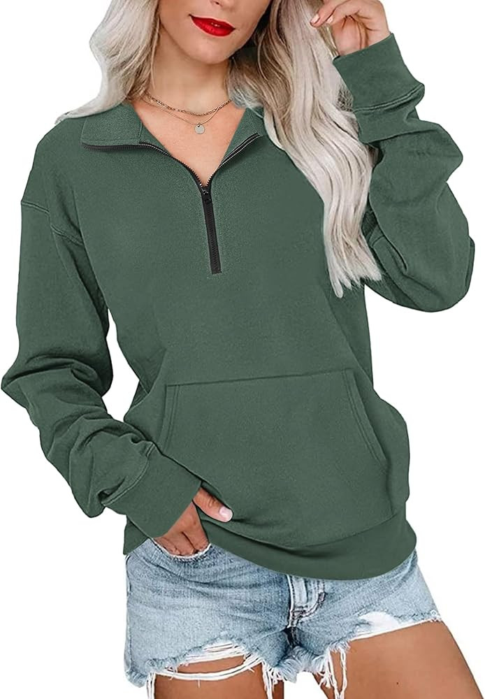 MISFAY Womens Half Zip Oversized Sweatshirts 2025 Casual Long Sleeve Hoodies Quarter Zip Up Pullo... | Amazon (US)