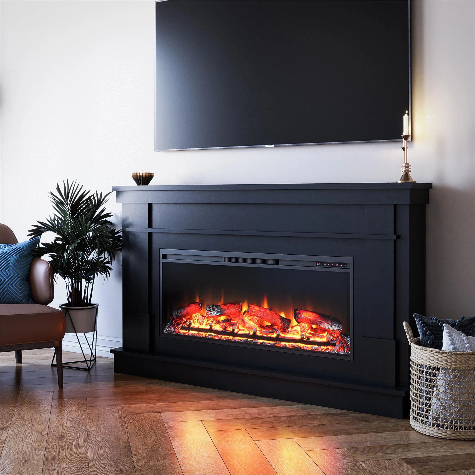 The Twillery Co.® Powe Newsome Wide Mantel With Linear Electric Fireplace & Reviews | Wayfair | Wayfair North America