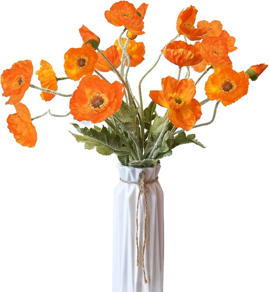 Artificial Flowers 5Pcs Poppies Flowers Artificial Silk Flowers for Home Office Wedding Outdoor D... | Amazon (US)
