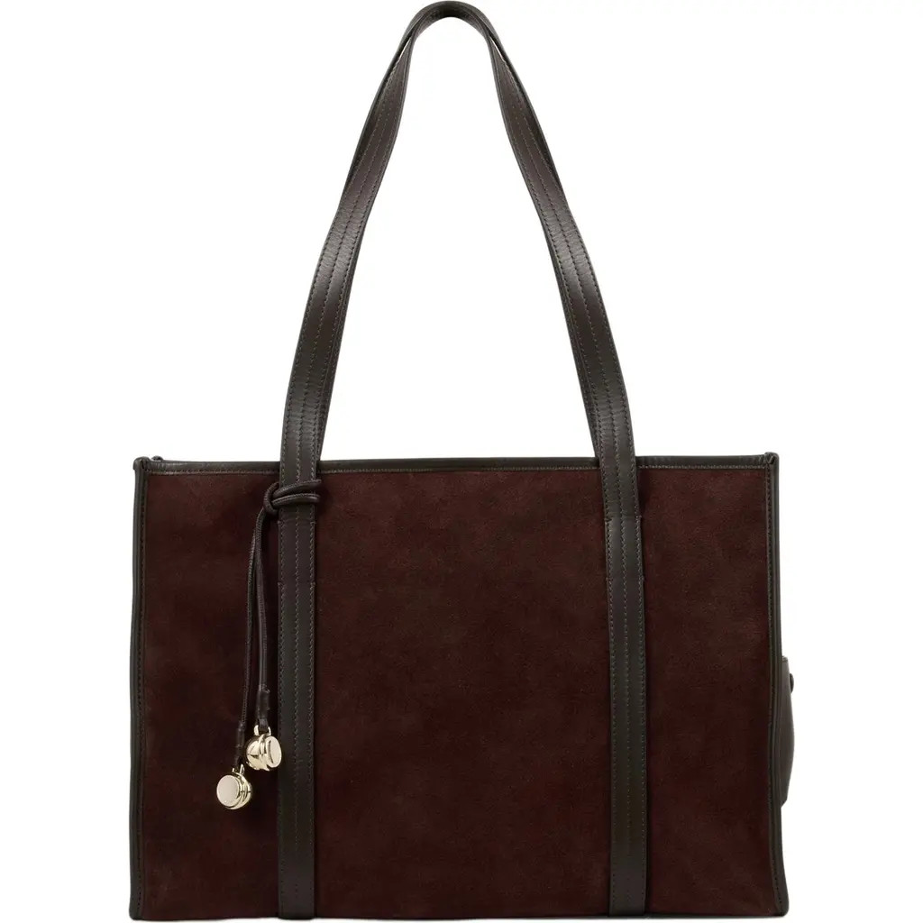 SANDRO Soft suede shopping bag in Mahogany at Nordstrom, Size Medium | Nordstrom
