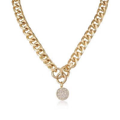 Crystal Disc Charm and Chain Necklace - Ettika | Target