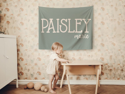 Nursery Name Sign Wall Tapestry