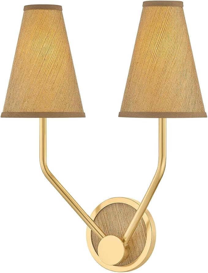 Hudson Valley Lighting Buskirk 2-Light Wall Sconce | Aged Brass with Handwoven Natural Grasscloth... | Amazon (US)