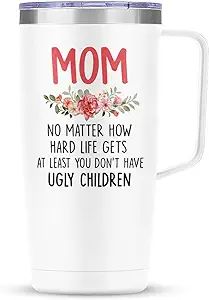 SANDJEST Funny Mom Tumbler with Handle 20oz Stainless Steel Insulated Coffee Travel Mug Cup Moms ... | Amazon (US)