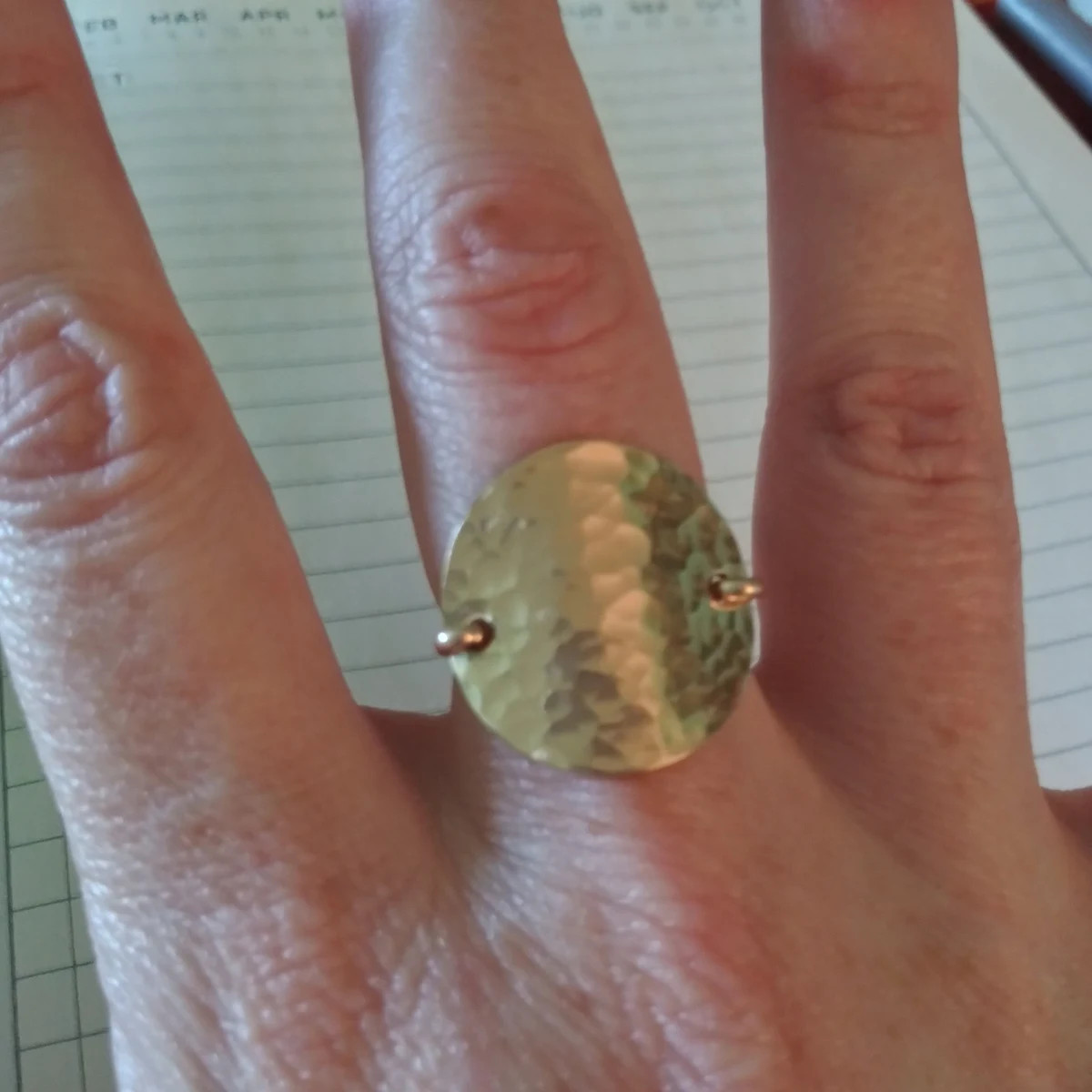 Disc Ring Gold Hammered Disc Ring Circle Ring Organic Ring Hammered Ring 14k Gold Filled Ring - E... | Etsy (US)