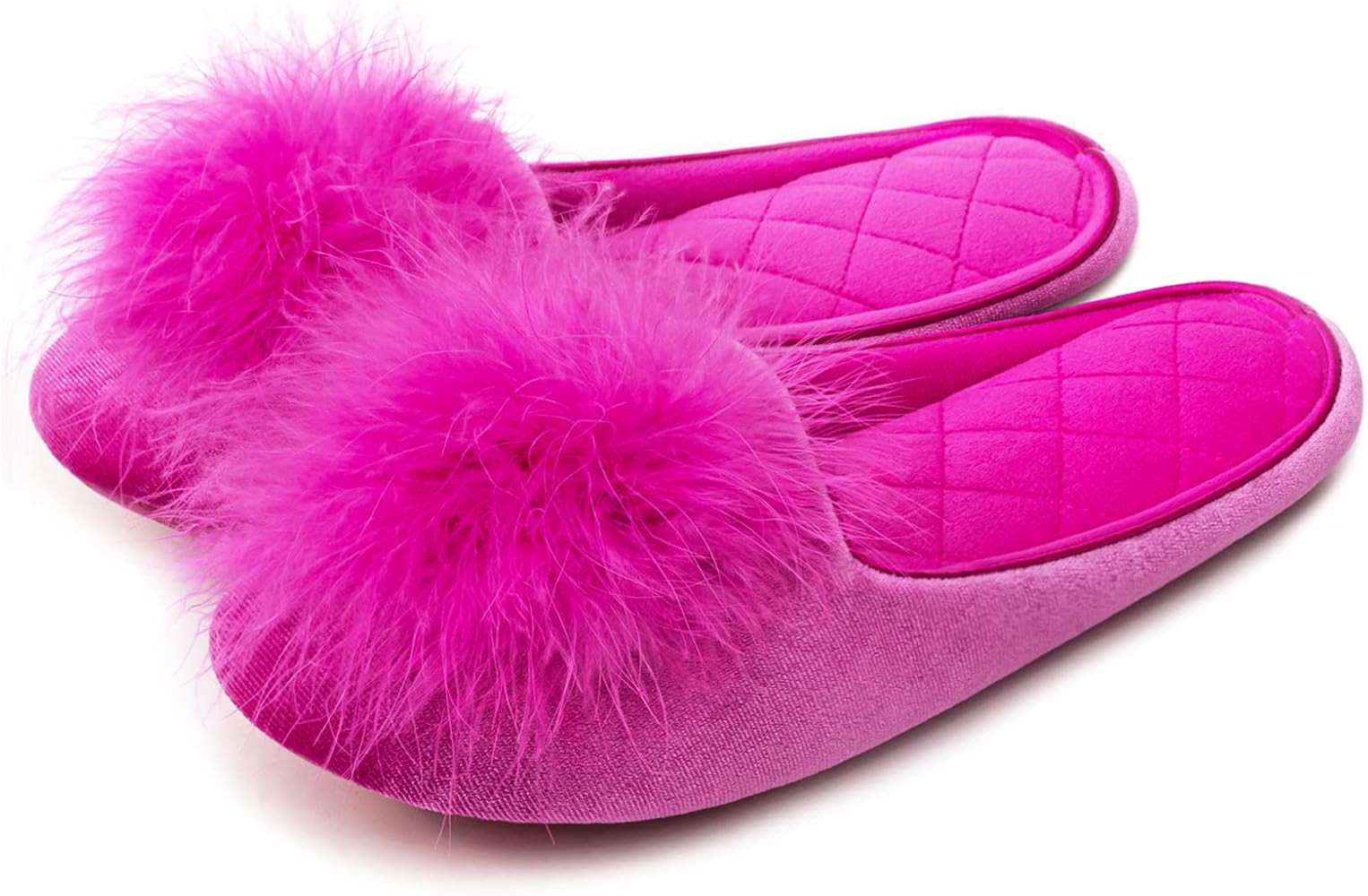 GRITHEIM Women's Fuzzy Pom Pom Feather Velvet House Slippers Sexy Cozy Bedroom Slippers for Ladie... | Amazon (US)