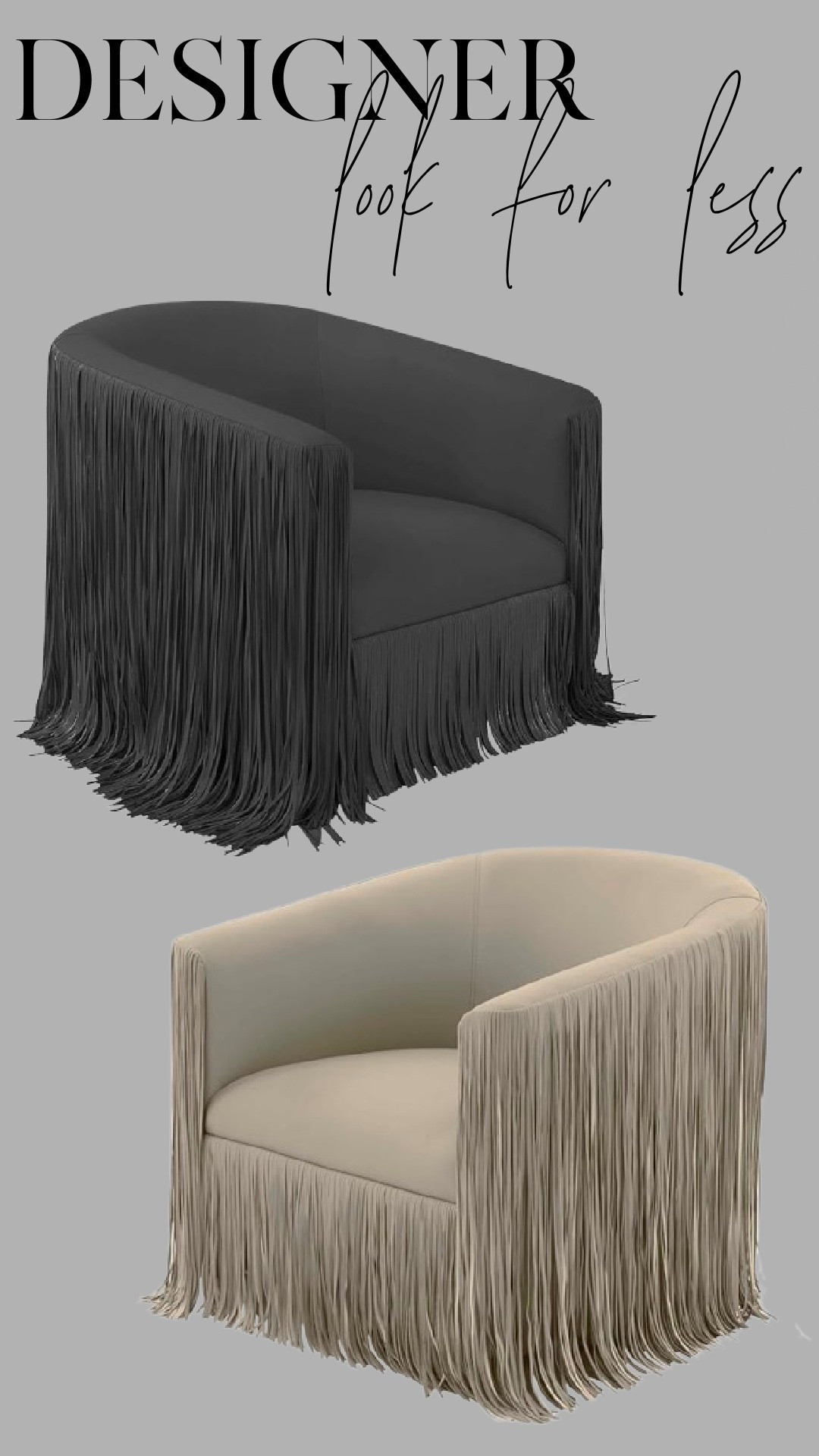 This stunning fringe accent chair looks designer — but it’s not.
It gives that same high-end, statement look for way less, and I’m obsessed with the texture and movement it adds to any room.
Proof you can get luxury style without the luxury price tag.

#designerdupe #ltkhome #lookforless #interiorinspo #budgetfriendlydecor #modernhome #chicspaces

#LTKSaleAlert #LTKHome