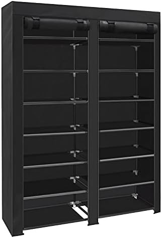 ERONE Shoe Rack Storage Organizer , 28 Pairs Portable Double Row with Nonwoven Fabric Cover Shoe ... | Amazon (US)