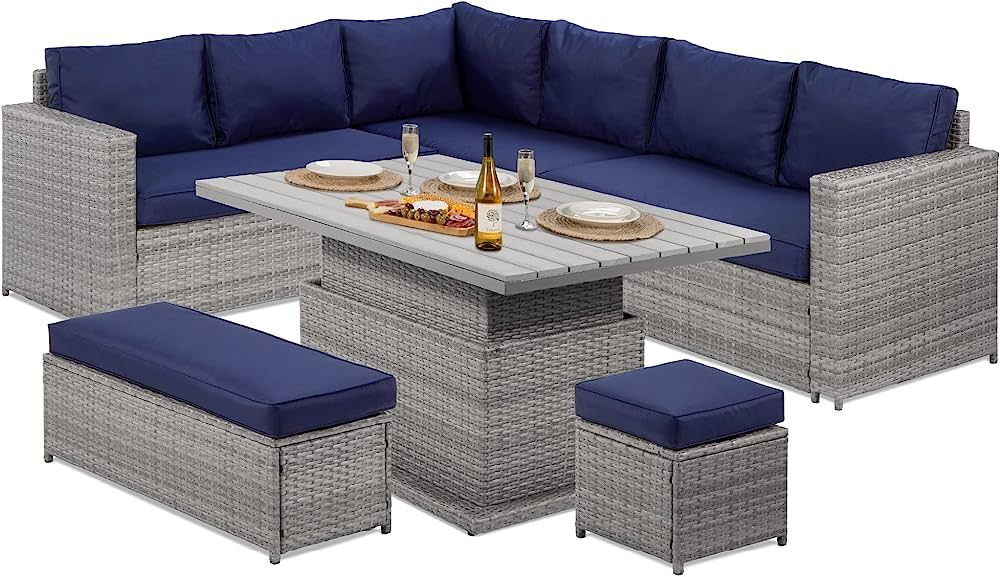 Best Choice Products 6-Piece Wicker Conversation Sofa Set, 2-in-1 Outdoor Patio Furniture w/Heigh... | Amazon (US)