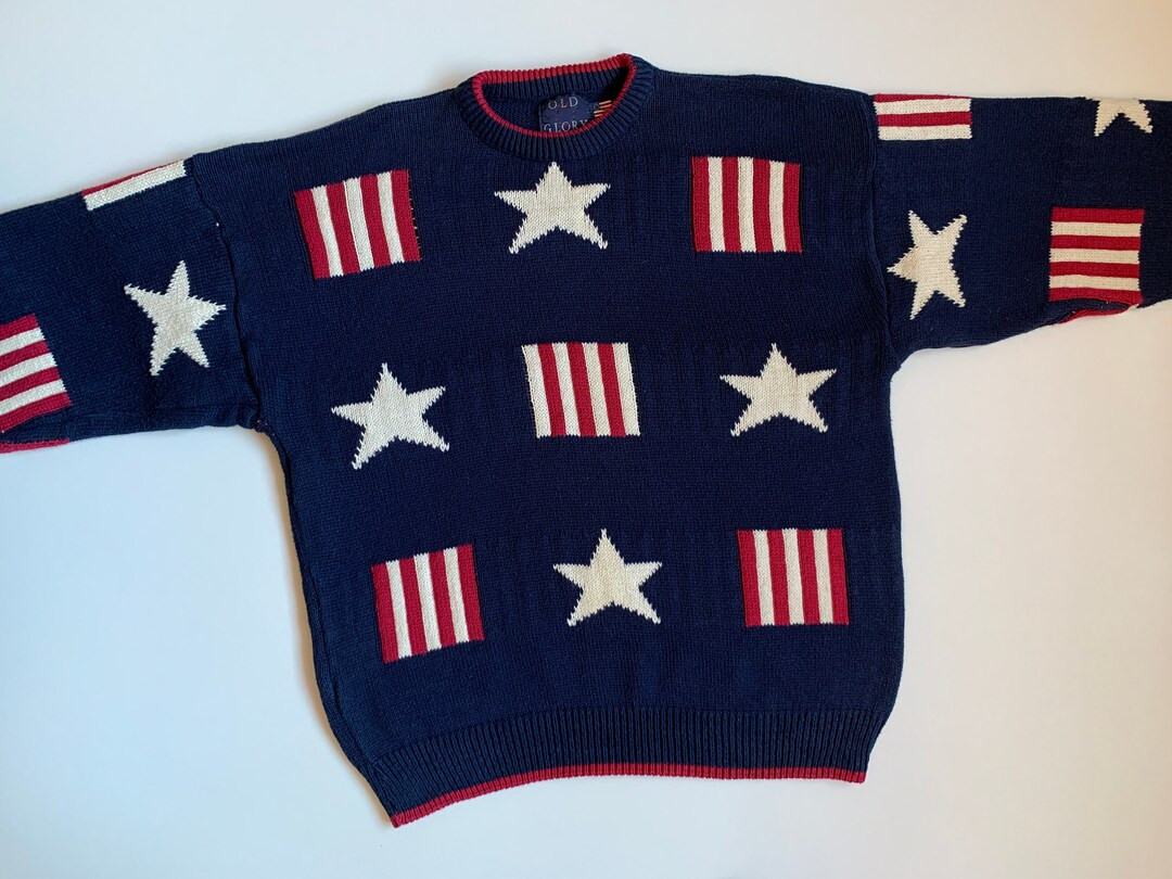 90s Old Glory America Flag Start & Stripes Vintage Men's Sweater Size L USA Made | Etsy (US)