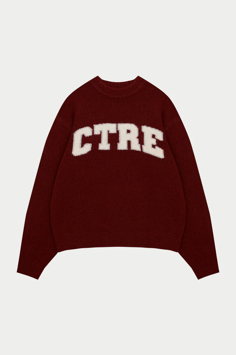 CTRE KNITTED SWEATSHIRT - BURGUNDY | The Couture Club